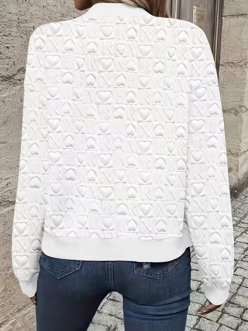 Lojina - Jacket with Zip and Embossed Heart Design