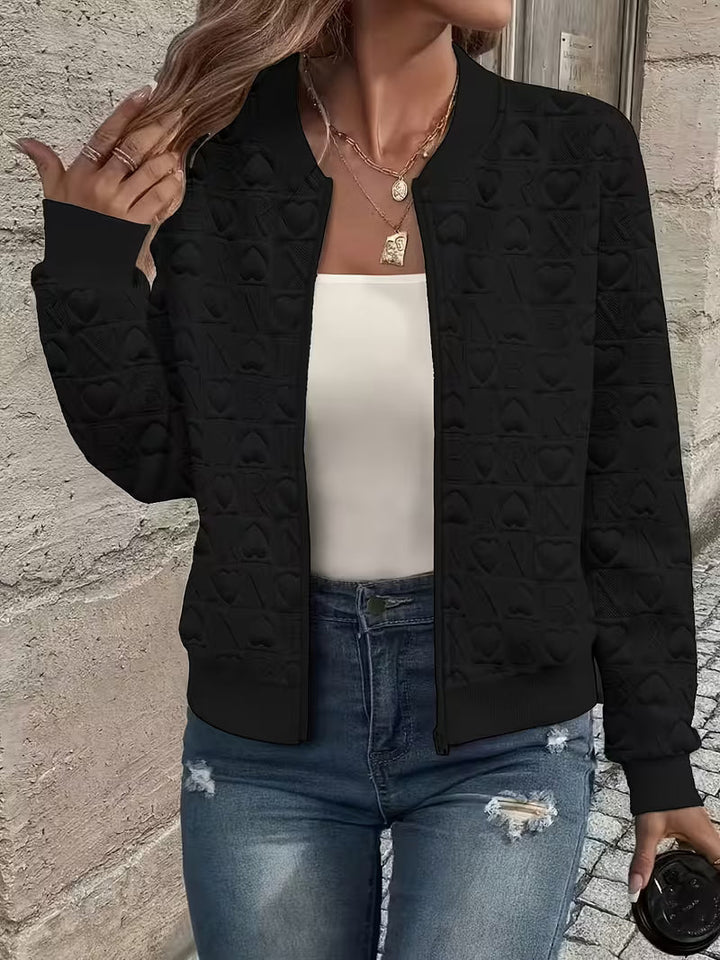 Lojina - Jacket with Zip and Embossed Heart Design