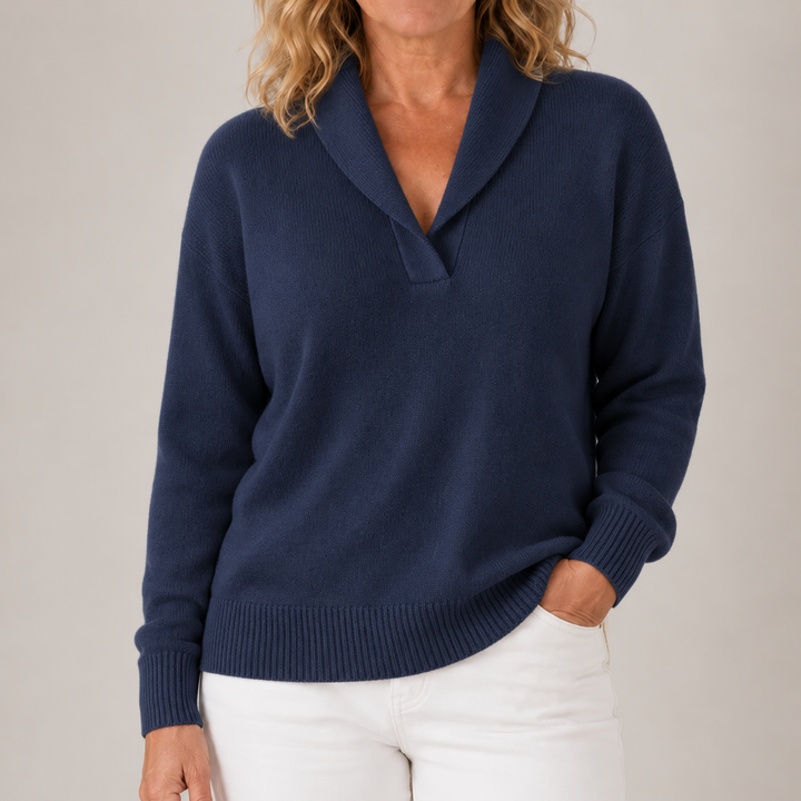 Isabelle | Elegant Shawl Collar Knit Sweater