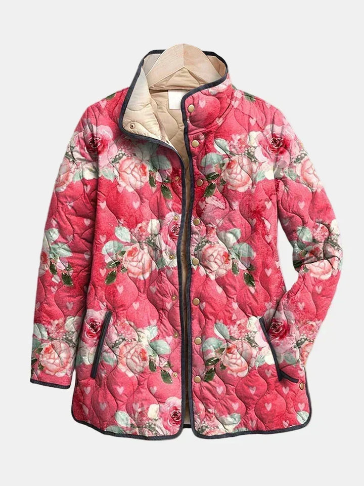 Ophelia - Pink Floral Quilted Jacket
