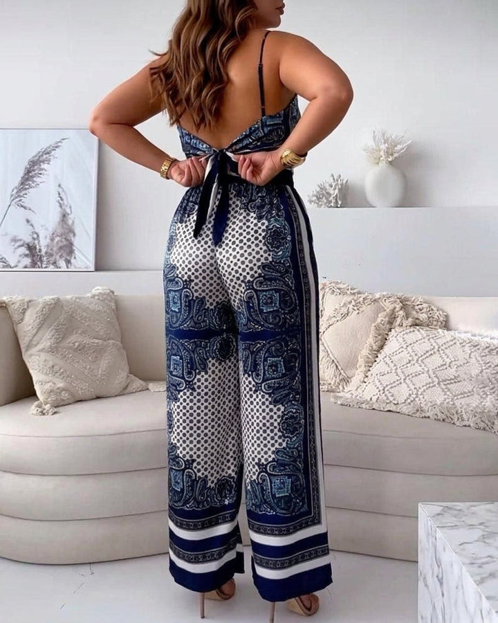 Helen | Vacation Ready Stylish Lace-Up Vest &amp; Pants Two-Piece Set Dress