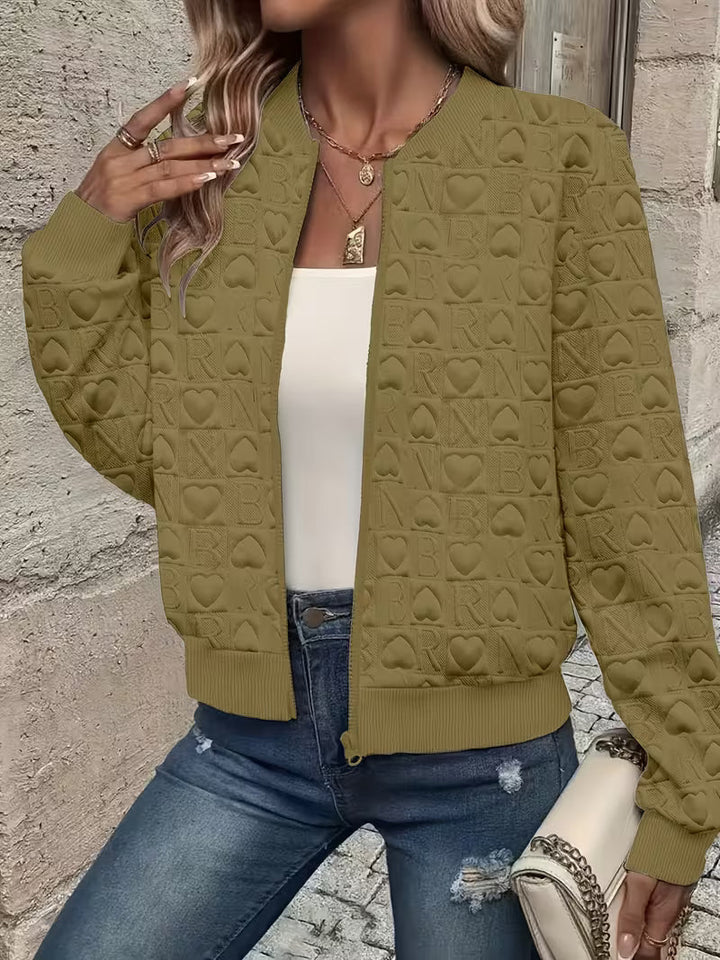 Lojina - Jacket with Zip and Embossed Heart Design