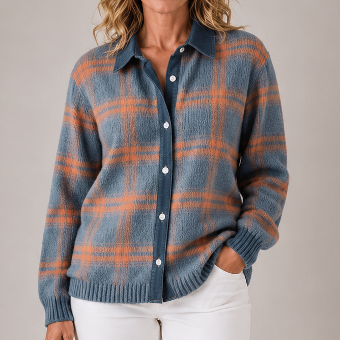 Haley | Cozy Plaid Knit Cardigan