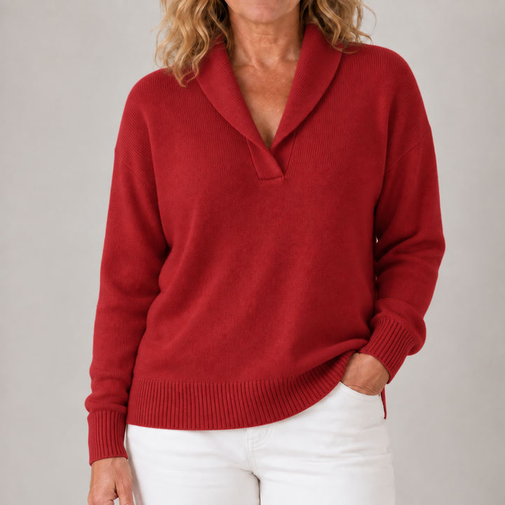 Isabelle | Elegant Shawl Collar Knit Sweater