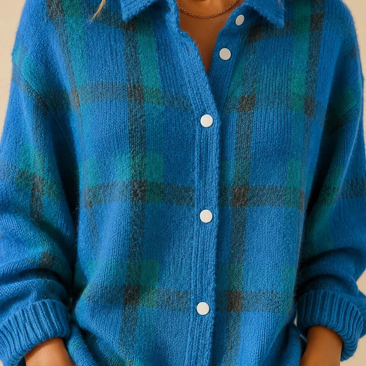 Haley | Cozy Plaid Knit Cardigan