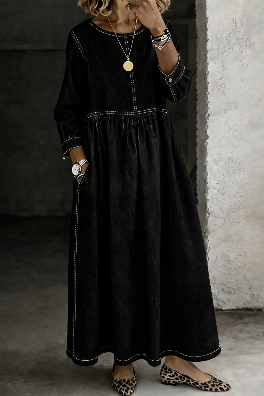 Zephyrelle™ | Vintage Denim Maxi Dress