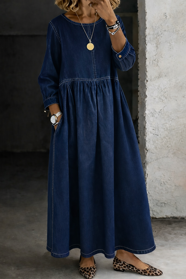 Zephyrelle™ | Vintage Denim Maxi Dress