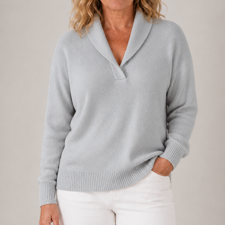 Isabelle | Elegant Shawl Collar Knit Sweater