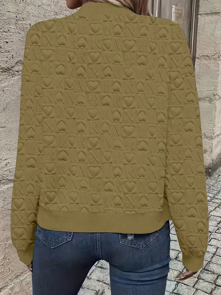 Lojina - Jacket with Zip and Embossed Heart Design