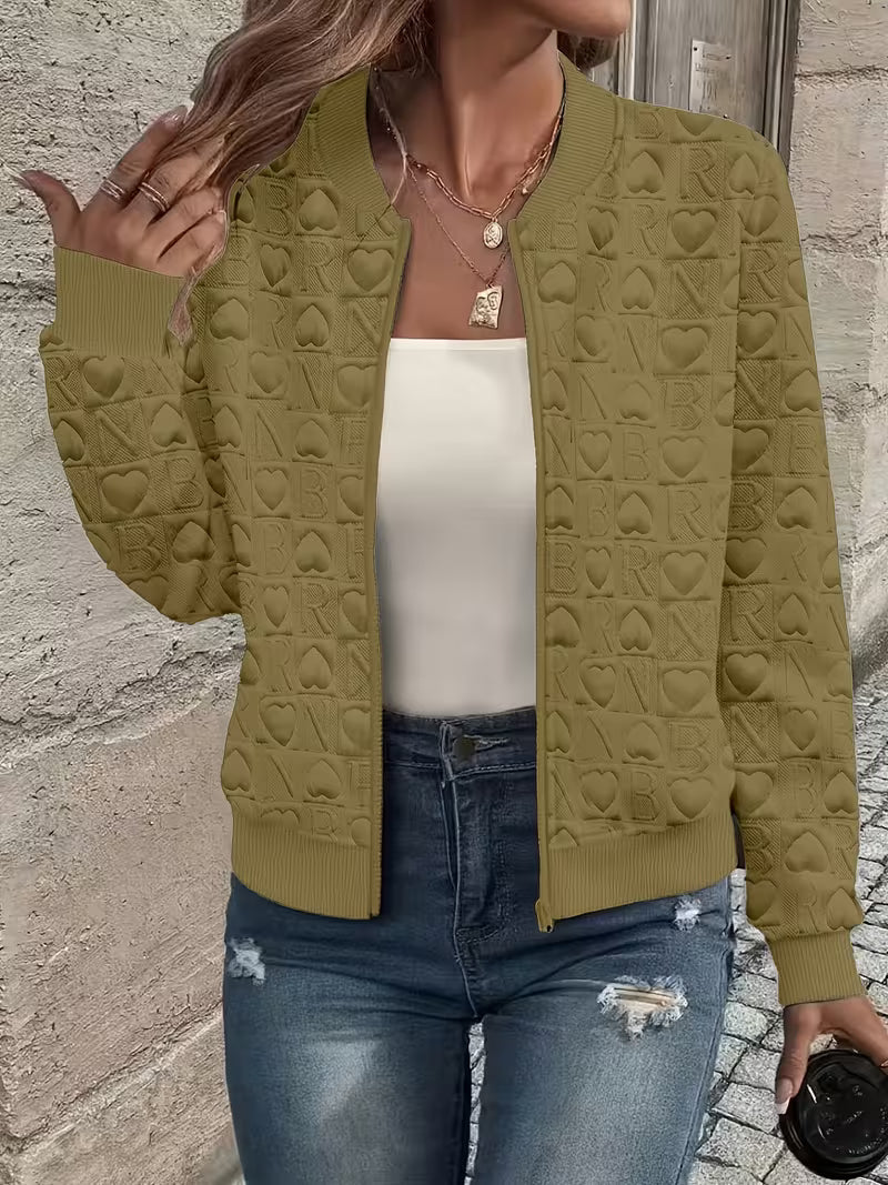 Lojina - Jacket with Zip and Embossed Heart Design