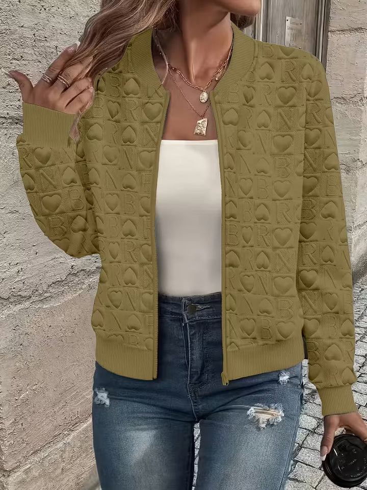 Lojina - Jacket with Zip and Embossed Heart Design