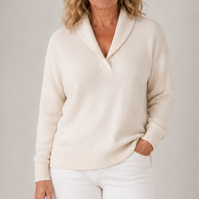 Isabelle | Elegant Shawl Collar Knit Sweater