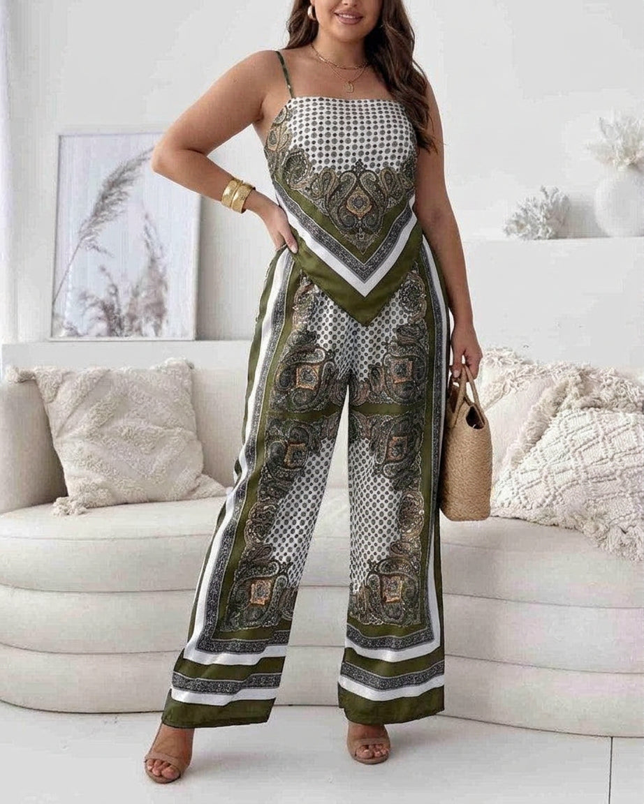 Helen | Vacation Ready Stylish Lace-Up Vest &amp; Pants Two-Piece Set Dress
