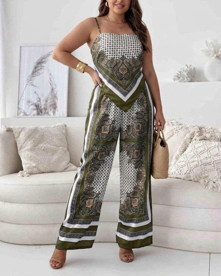Helen | Vacation Ready Stylish Lace-Up Vest &amp; Pants Two-Piece Set Dress