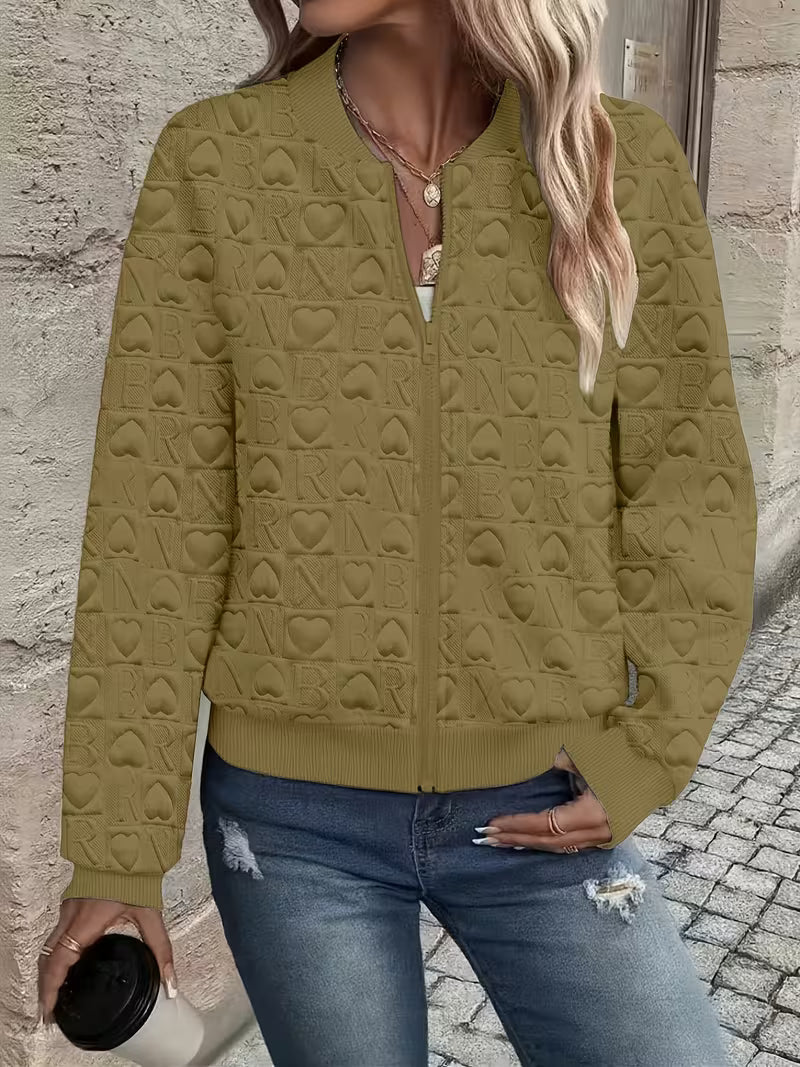 Lojina - Jacket with Zip and Embossed Heart Design