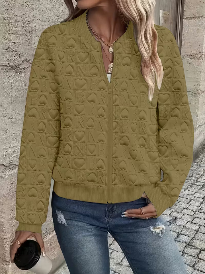 Lojina - Jacket with Zip and Embossed Heart Design
