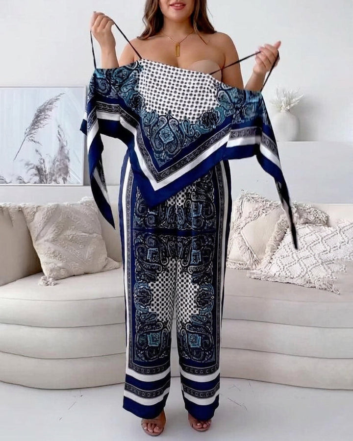 Helen | Vacation Ready Stylish Lace-Up Vest &amp; Pants Two-Piece Set Dress