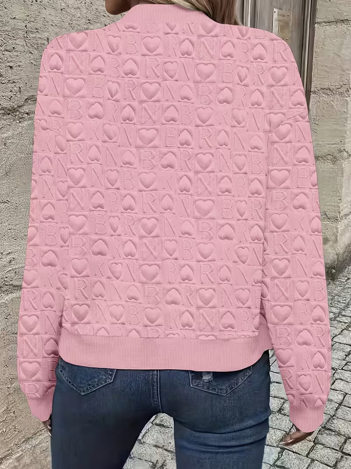 Lojina - Jacket with Zip and Embossed Heart Design