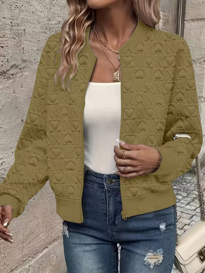 Lojina - Jacket with Zip and Embossed Heart Design