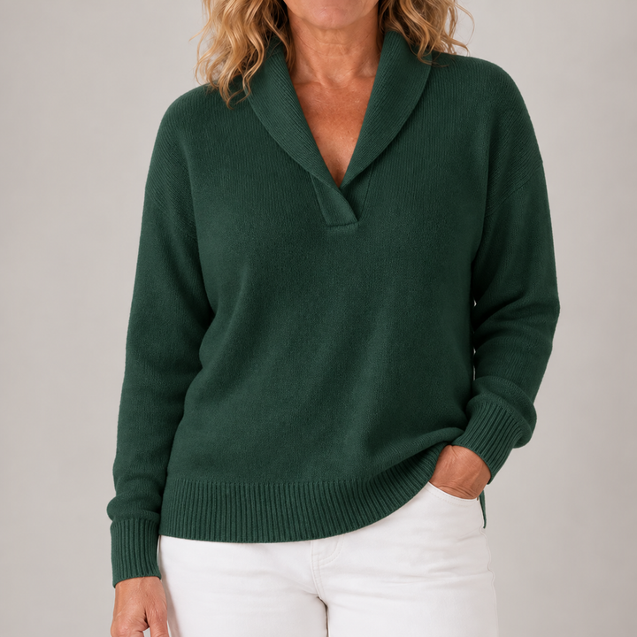 Isabelle | Elegant Shawl Collar Knit Sweater