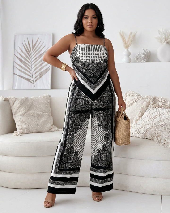 Helen | Vacation Ready Stylish Lace-Up Vest &amp; Pants Two-Piece Set Dress