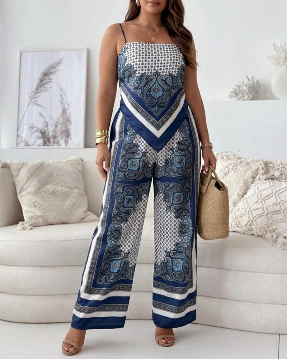 Helen | Vacation Ready Stylish Lace-Up Vest &amp; Pants Two-Piece Set Dress