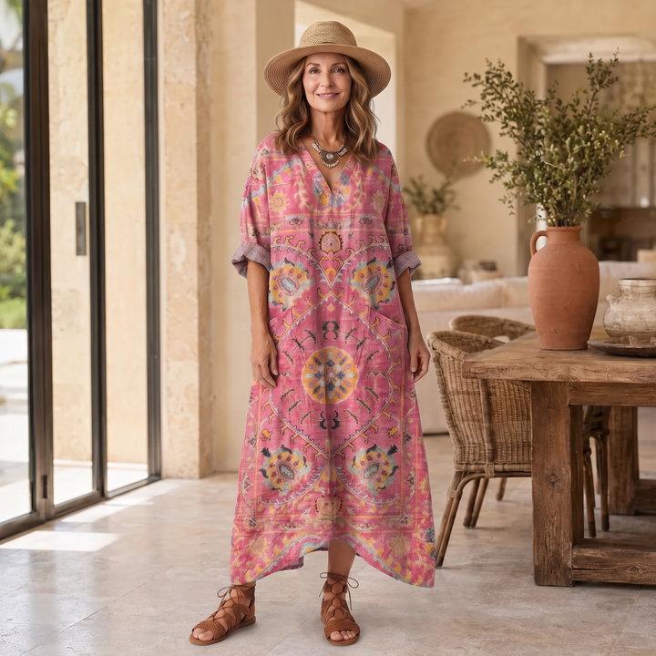 Tilda | Abstract Print Relaxed Pocket Midi Dress