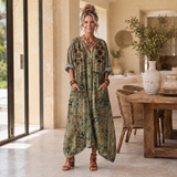 Aleta | Button Front Oversized Pocket Midi Dress